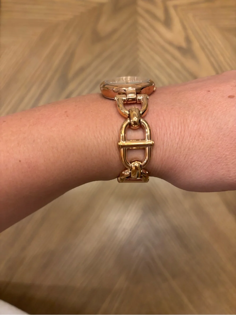 NEW with tags: Fossil Gold-Tone Link Bracelet Watch with White Dial
